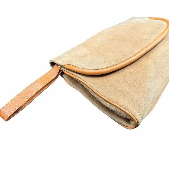 Vintage Latinas Suede Leather Clutch Wristlet Tan Made in Italy - Picture 3 of 10